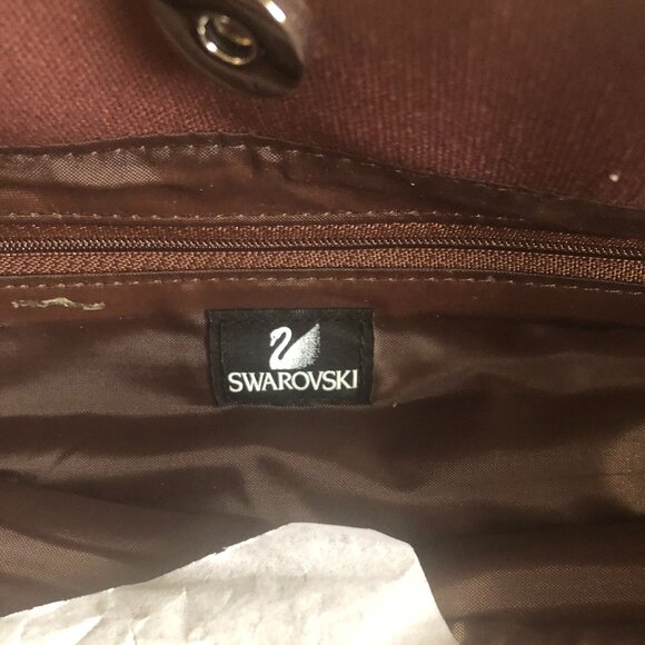 Swarovski Crystal Brown Canvas Tote Brand New with Crystals - Picture 3 of 7